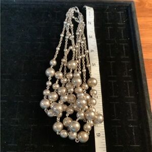 Silver Tone Beaded Layered Necklace